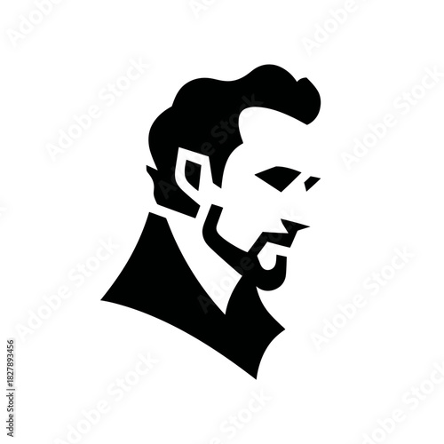 Stylized profile portrait of a man with a beard and distinct hairstyle