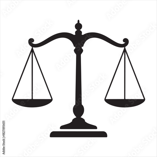 Silhouette of scales of justice symbolizing law fairness and legal balance