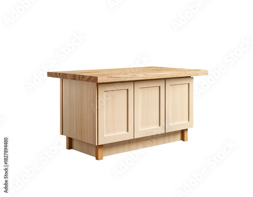 Light Wood Kitchen Island with Butcher Block Countertop