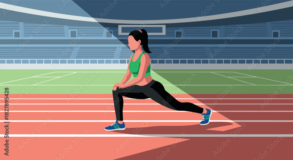 Fototapeta premium Athlete stretching on track in stadium on sunny day