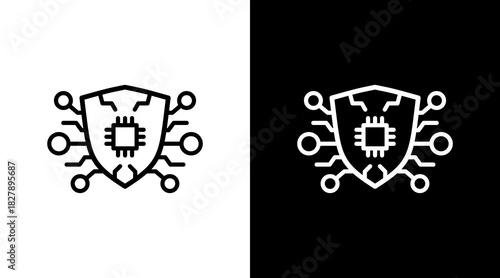 Cybersecurity White Icon Set Vector 