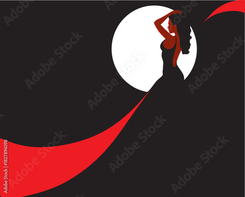 Beautiful girl illustration, woman in a long dress, girl in a long beautiful dress, beautiful elegant woman, girl with a beautiful figure, theatrical, beauty of a woman's body