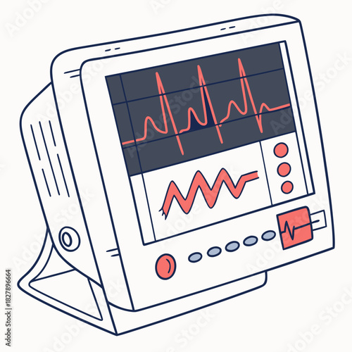 Heart monitor displaying vital signs medical equipment
