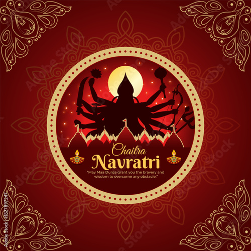 Vector illustration of Chaitra Navratri social media template