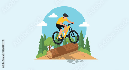 Mountain biking adventure in scenic nature landscape