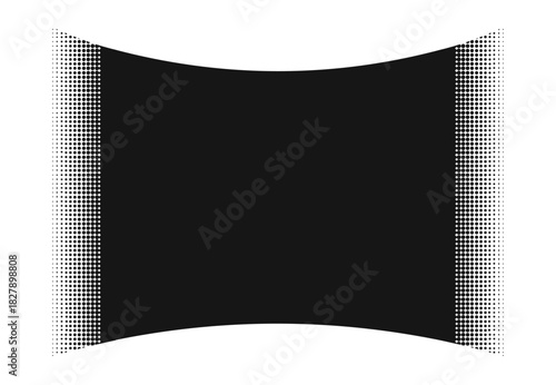 Black banner with curved halftone edges. Black and white, modern pop art or mangs style. Website header, promotional banner, social media, comics book graphics. Large central space for text or logo.
