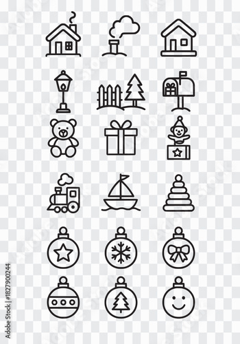 Christmas and Toy Line Art Icons Collection for Holiday and Children's Themes Festive Christmas Icon Designs to Boost Your Holiday Projects