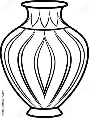 Ornate Decorative Vase Line Art