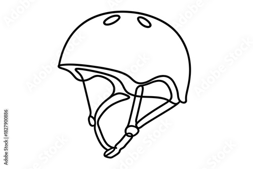 Simple outline of protective helmet with chin strap