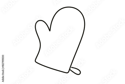 Outline of a single oven mitt black and white illustration