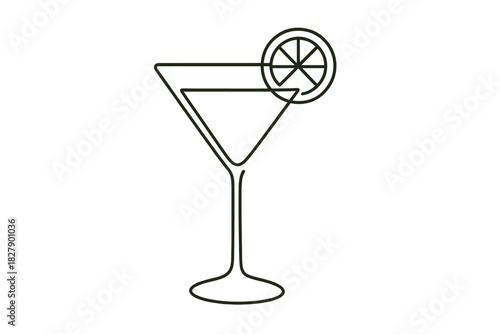 Minimalist martini glass with lime slice illustration