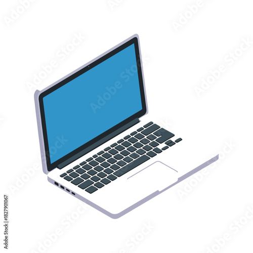 Isometric Laptop Illustration on White Background for Design