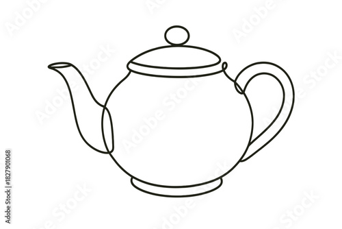 Simple outline of classic teapot with spout and handle