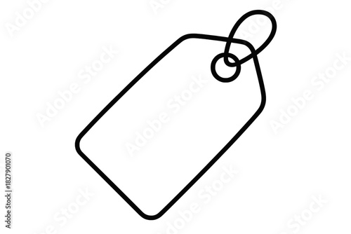 Black outline of a blank price tag on white background