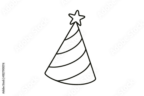 Black and white striped party hat with star on top