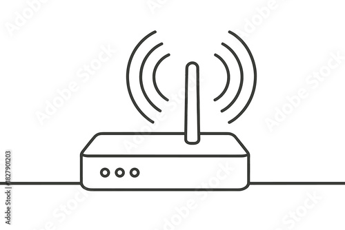 Minimalist wi-fi router icon with antenna and signal waves