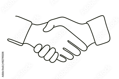 Line art illustration of a handshake symbolizing agreement and partnership