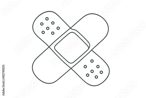 Simple medical icon: crossed adhesive bandages for healing and care