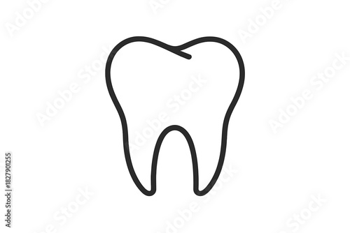 Simple tooth icon outline on white background for dental theme