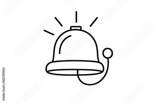Simple outline of a service bell icon with sound lines