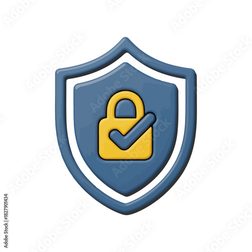 Shield with Lock and Checkmark Security Icon Design