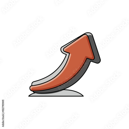 Upward Arrow Icon with Shadow, Orange and Gray Design