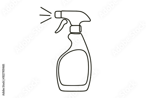 Minimalistic line drawing of a spray bottle with spritz action