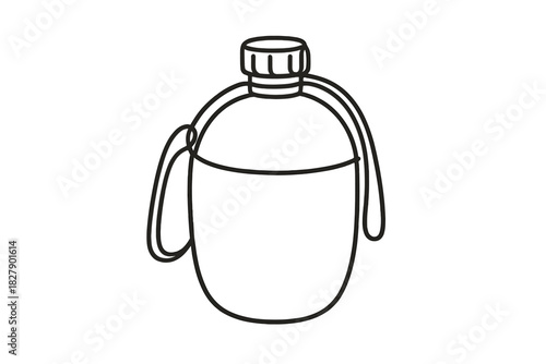 Simple outline of a camping canteen bottle with strap and cap