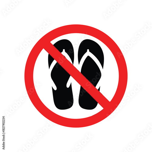 Prohibition sign clearly indicates that flip flops are not permitted in this area