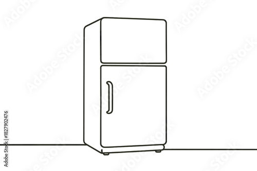 Retro-style refrigerator outline illustration in minimalist design