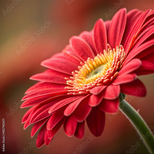 closeup shotof a red gerbera daisy flower