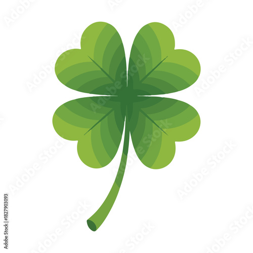 A vibrant green four leaf clover symbolizing good luck and fortune on a clean white background