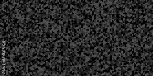 Modern low polygon abstract paper design. dark black pattern square background. Geometric print composed of triangles. Black triangle tiles pattern mosaic wallpaper background.	