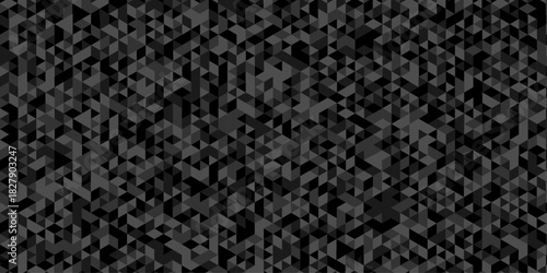 Modern low polygon abstract paper design. dark black pattern square background. Geometric print composed of triangles. Black triangle tiles pattern mosaic wallpaper background.	
