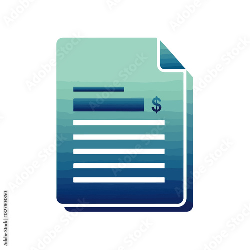 Invoice Document with Dollar Sign, Blue Gradient Design