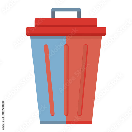 Waste trash bin isolated on white background vector illustration