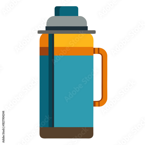Insulated thermos flask isolated on white background vector illustration