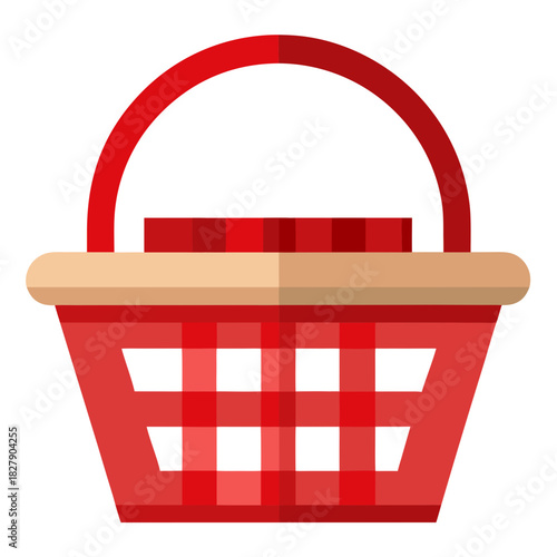 Woven picnic basket isolated on white background vector illustration