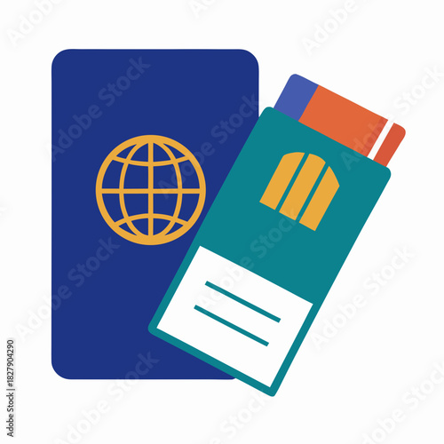 Travel passport with airline boarding pass on white vector illustration