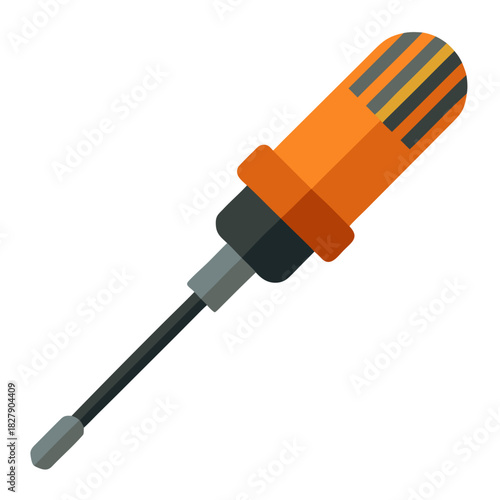 Flathead screwdriver tool isolated on white background vector illustration