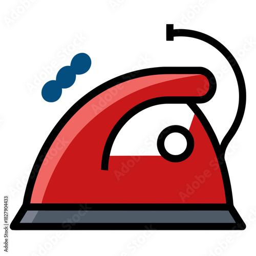 Clothes iron emitting steam isolated on white vector illustration