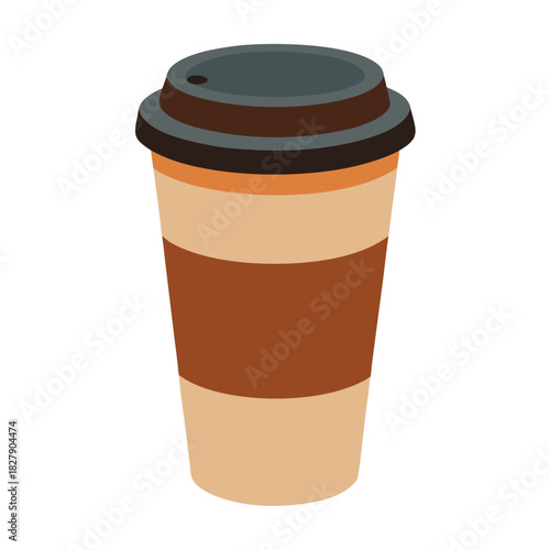 Takeaway coffee cup with lid isolated on white vector illustration