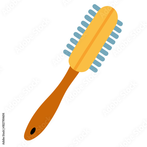 Hair grooming brush with bristles isolated on white vector illustration