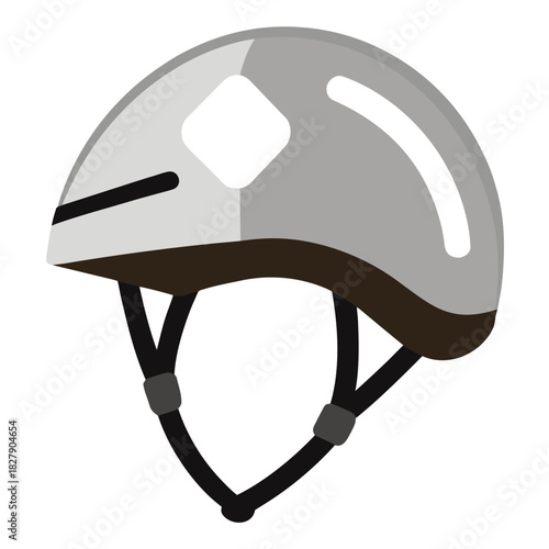 Protective bicycle helmet with safety straps on white vector illustration