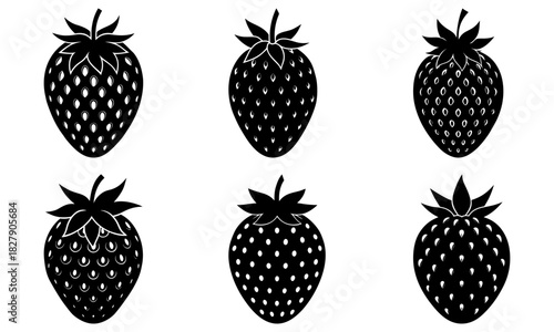 Fresh strawberries delight in simple monochrome elegance, perfect for food designs, summer themes, and healthy lifestyle promotions, originally a vector
