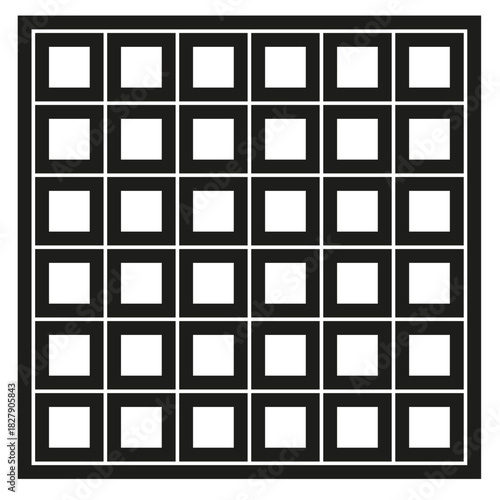 Nine square frames. Abstract geometric pattern. Repeating Vector structure. Black white graphic.