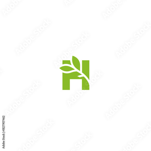 Letter H leaf logo Icon flat vector design