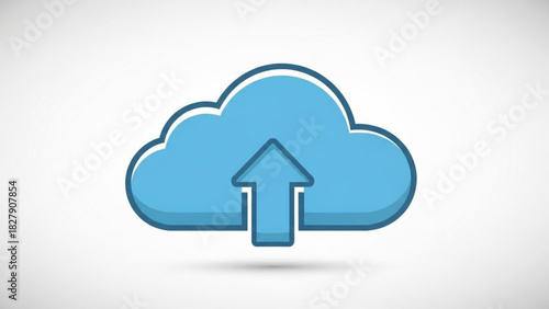 Simple blue cloud icon with an upward arrow inside, representing a data upload or cloud storage concept