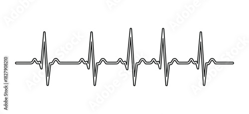Heartbeat line drawing simple ecg illustration on white background