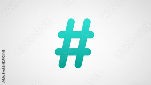 Bright cyan hashtag symbol icon for social media marketing concept or digital communication theme